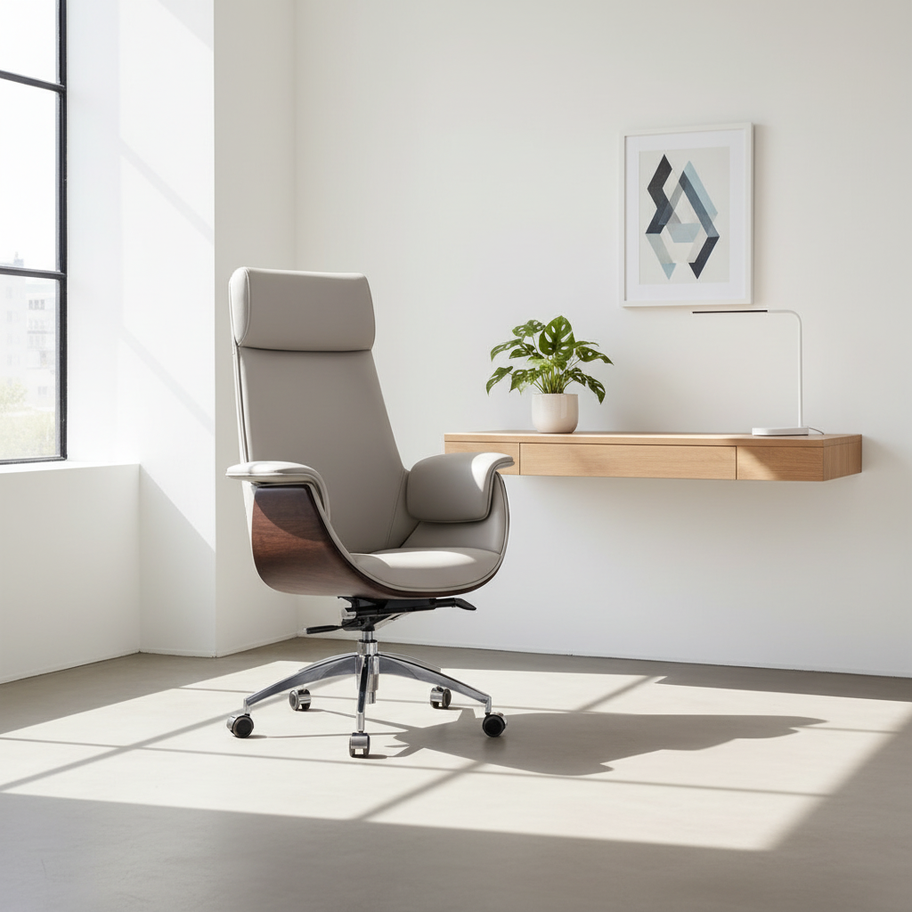 E43 Office Chair, High Back, Grey / Black