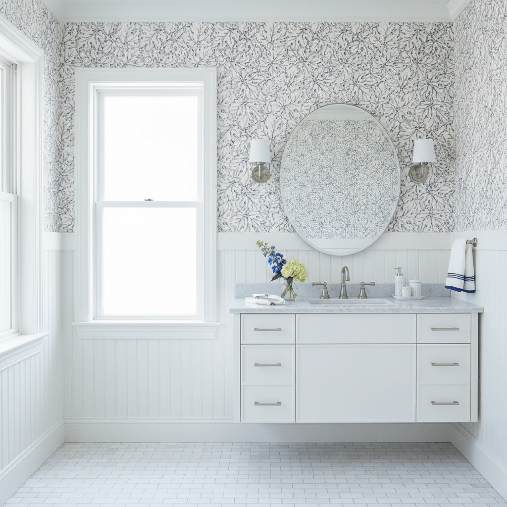 Ethereal Leaves - in Misty - Wallpaper