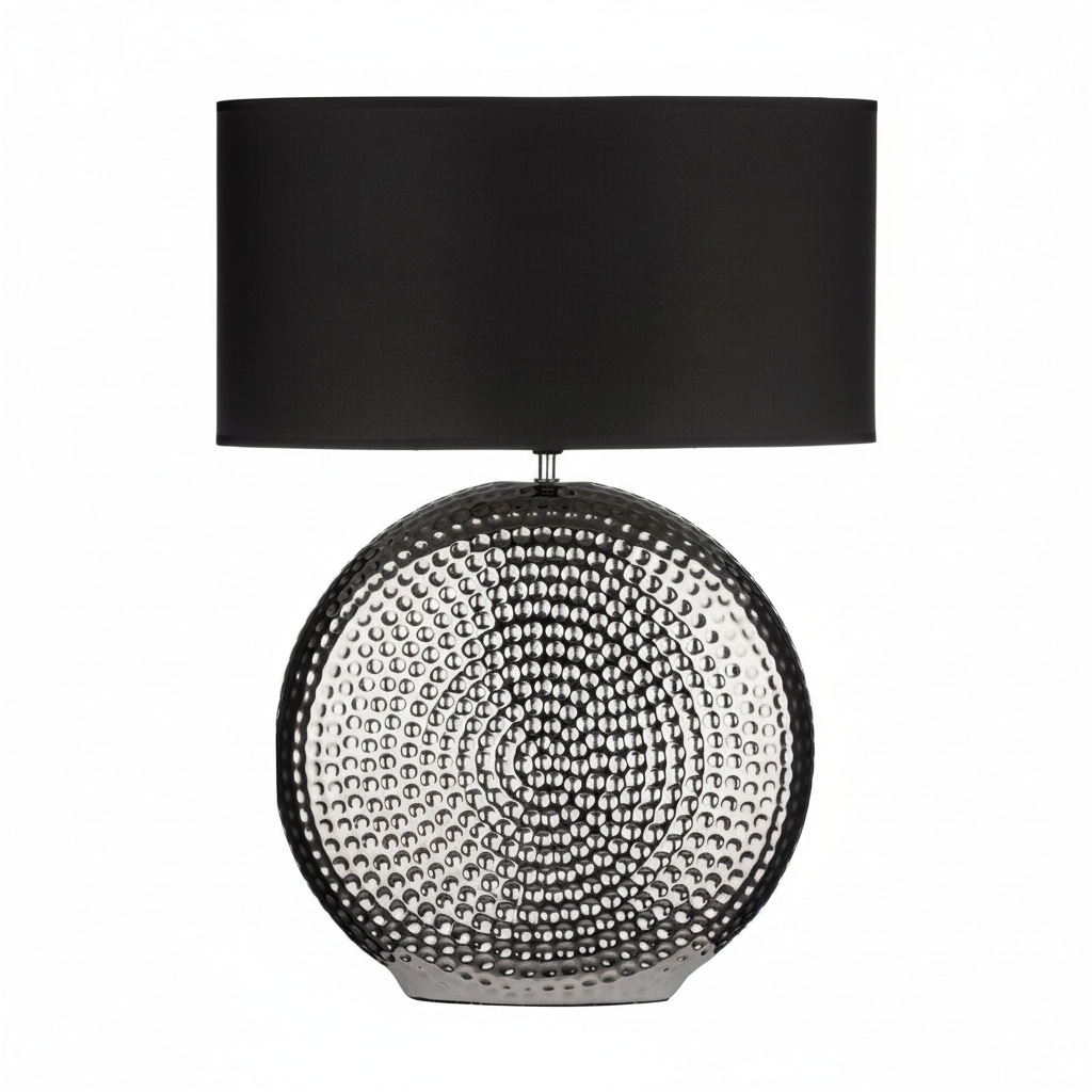 Evette Small Hammered Chrome Finish Table Lamp