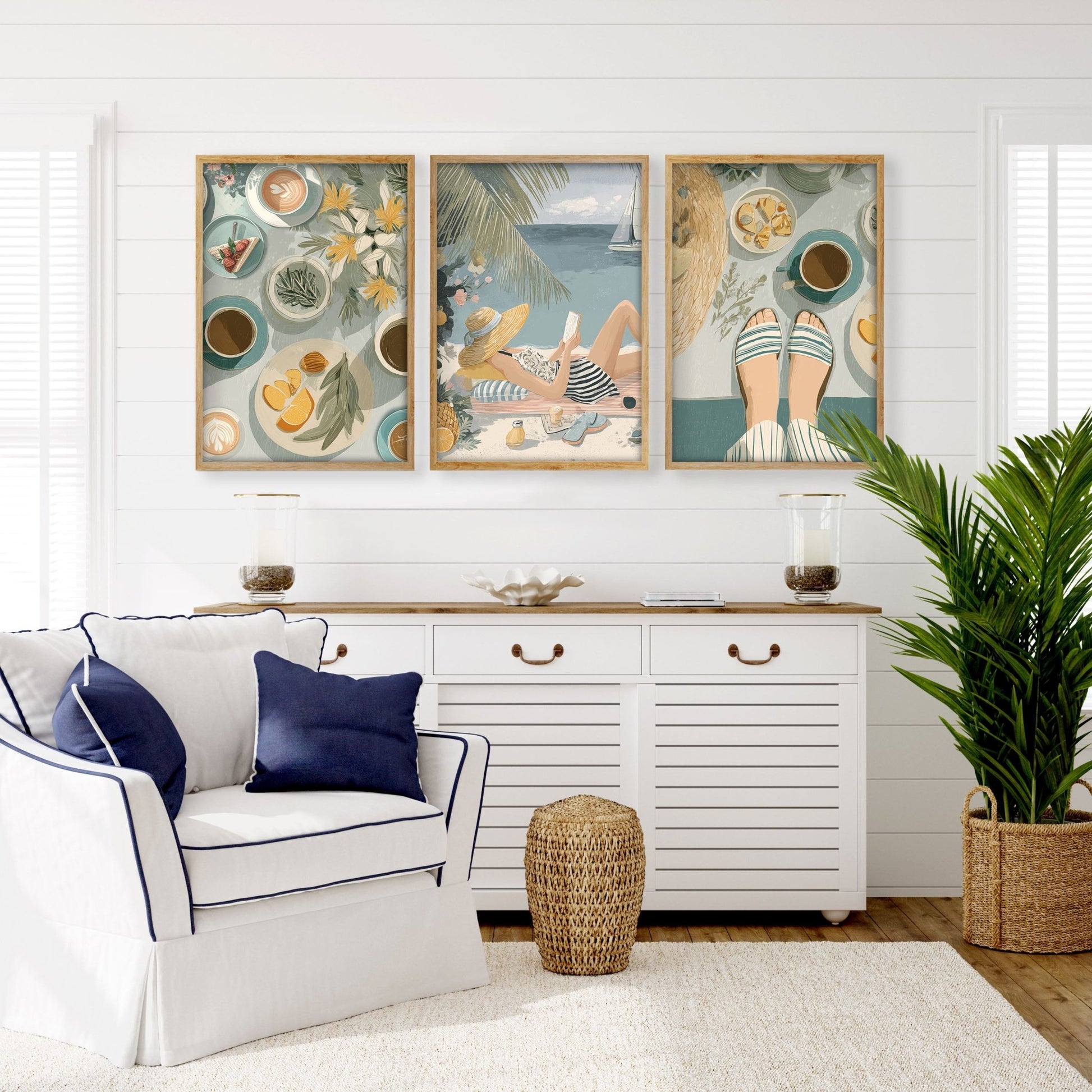 Extra Large Pictures For Living Room | Set of 3 Italian Lifestyle Wall art Prints