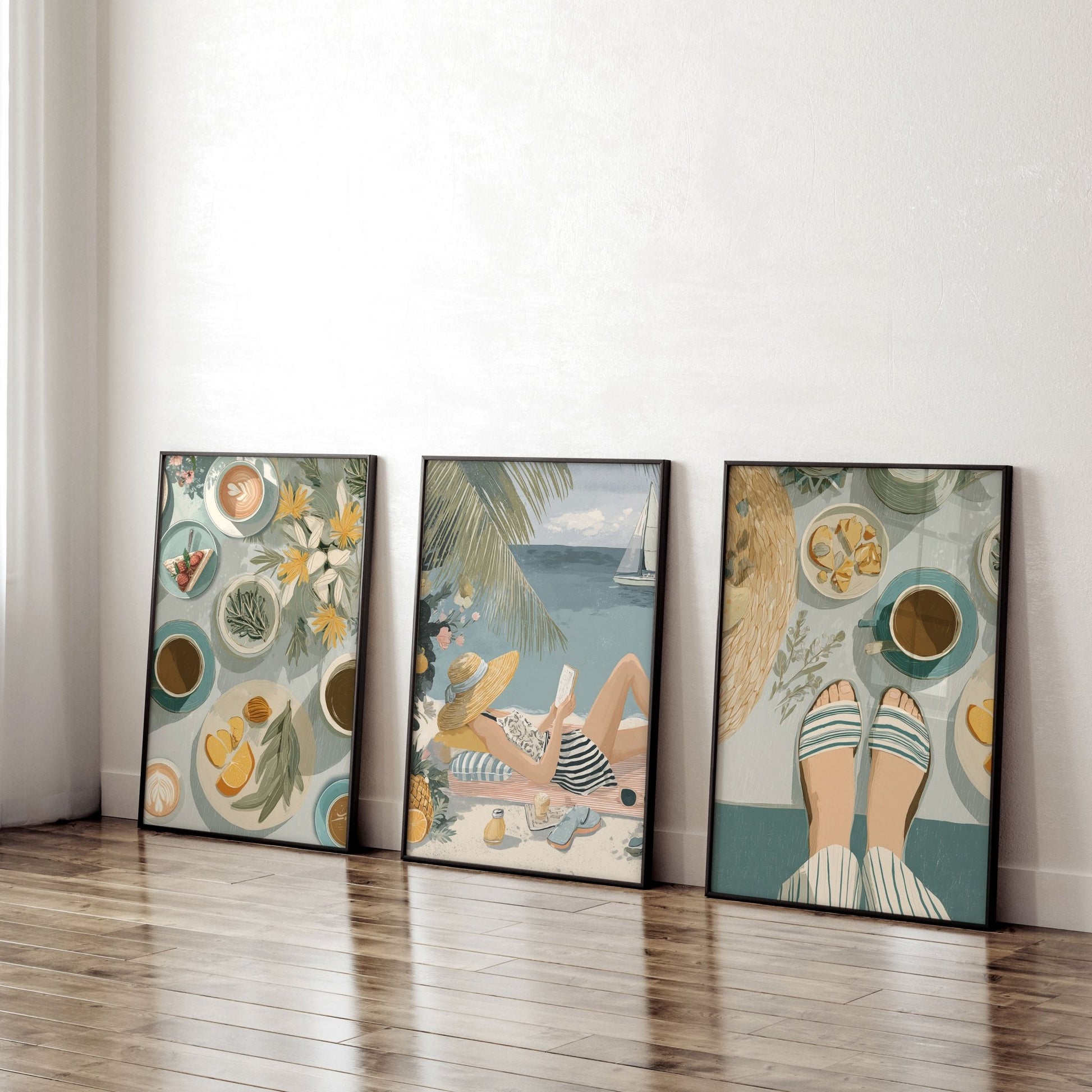 Extra Large Pictures For Living Room | Set of 3 Italian Lifestyle Wall art Prints