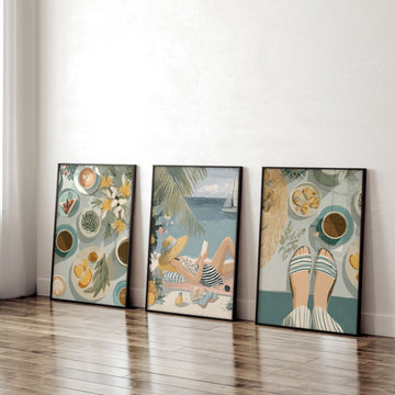 Extra Large Pictures For Living Room | Set of 3 Italian Lifestyle Wall art Prints