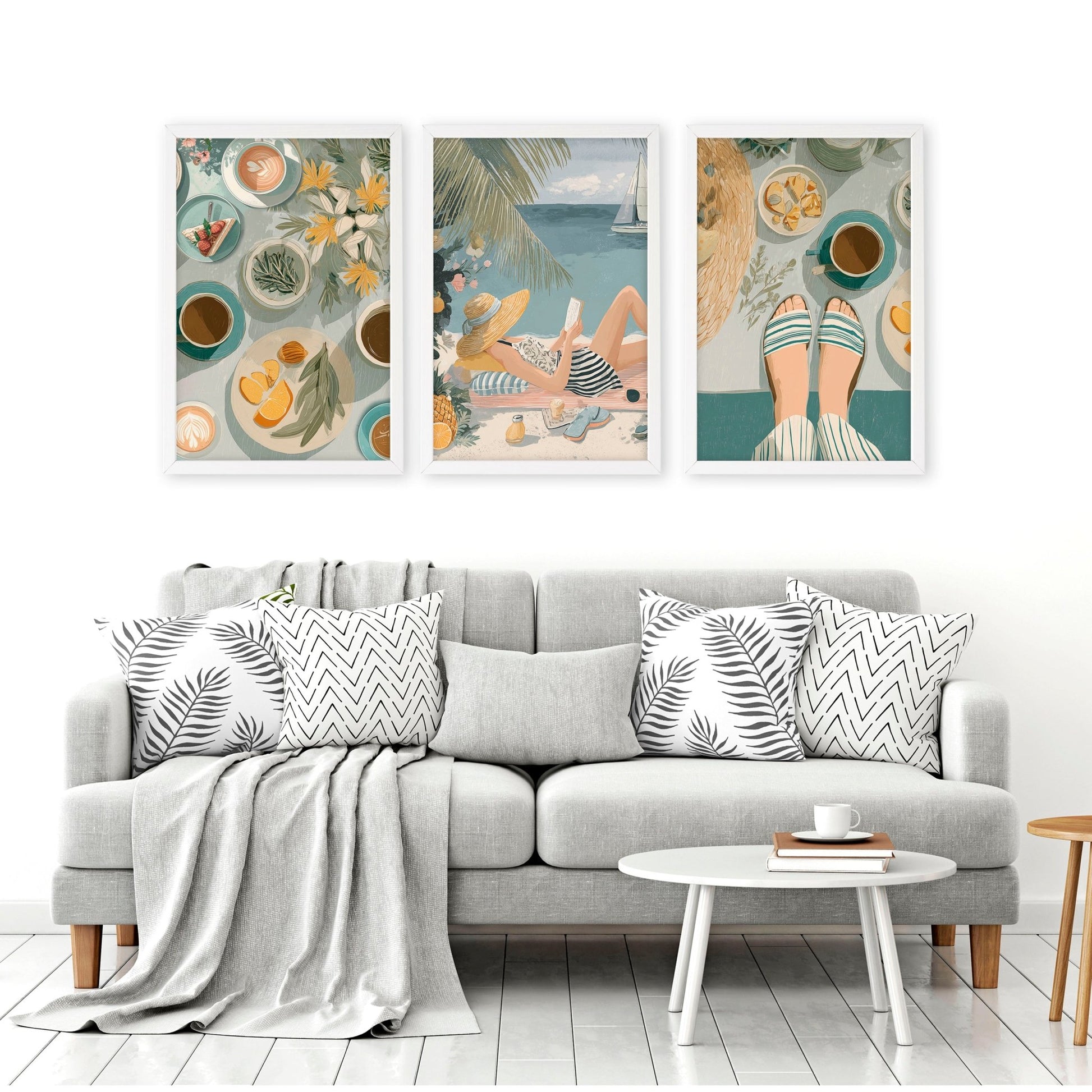 Extra Large Pictures For Living Room | Set of 3 Italian Lifestyle Wall art Prints