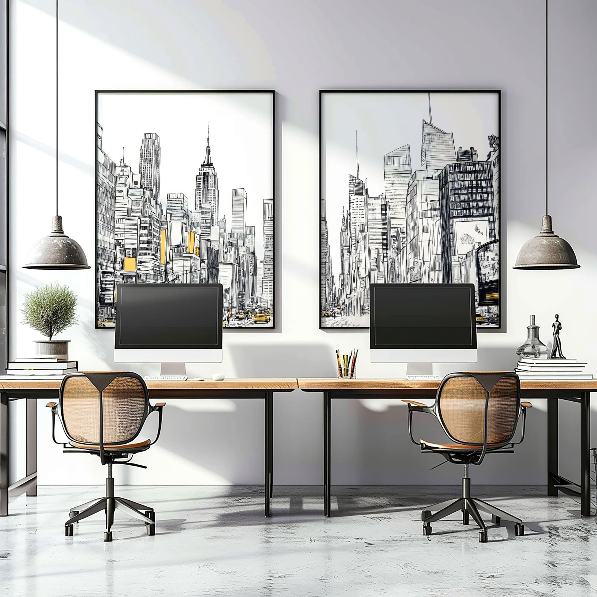 Extra Large Posters For Walls | Set of 2 Urban Skyscrapers Wall art Prints