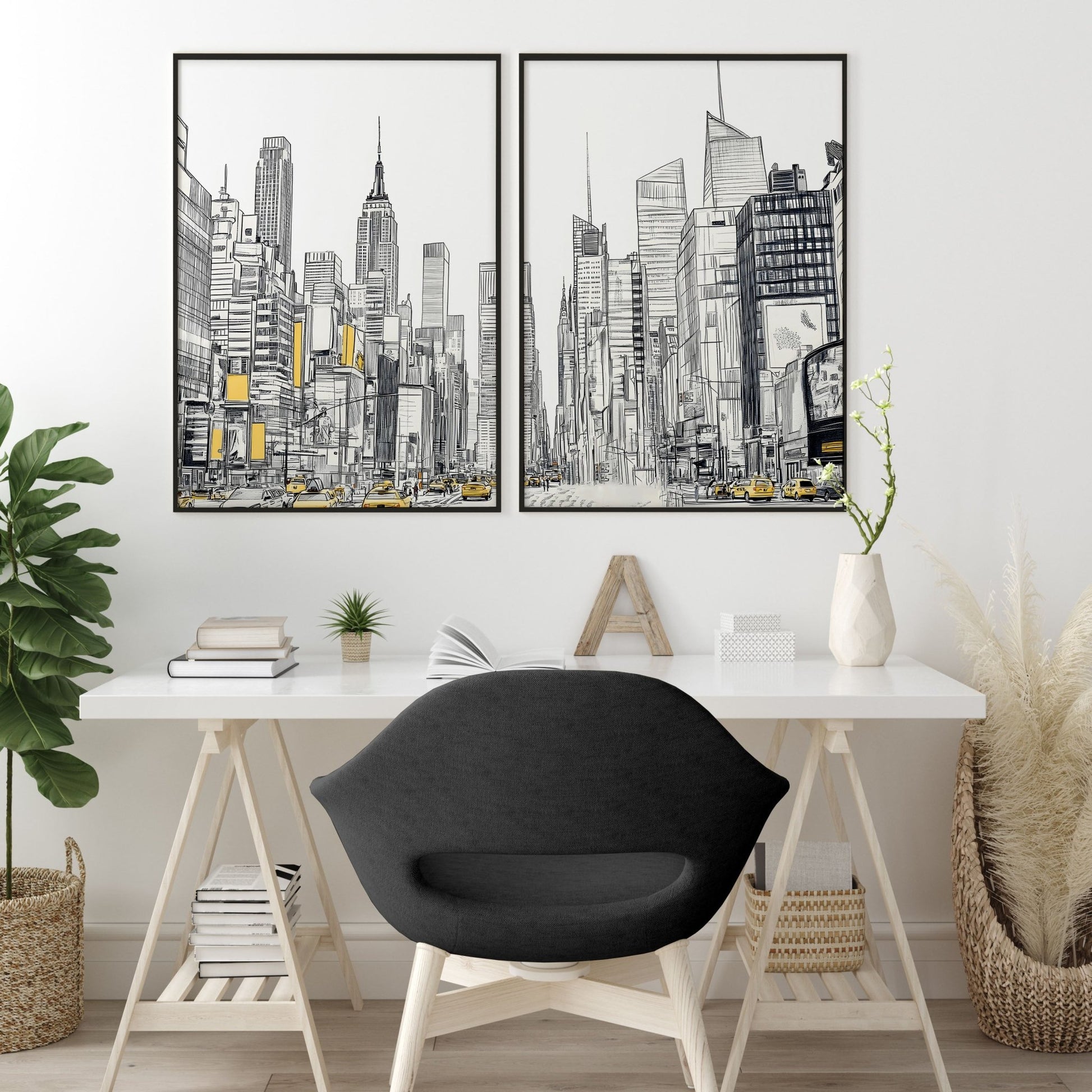 Extra Large Posters For Walls | Set of 2 Urban Skyscrapers Wall art Prints