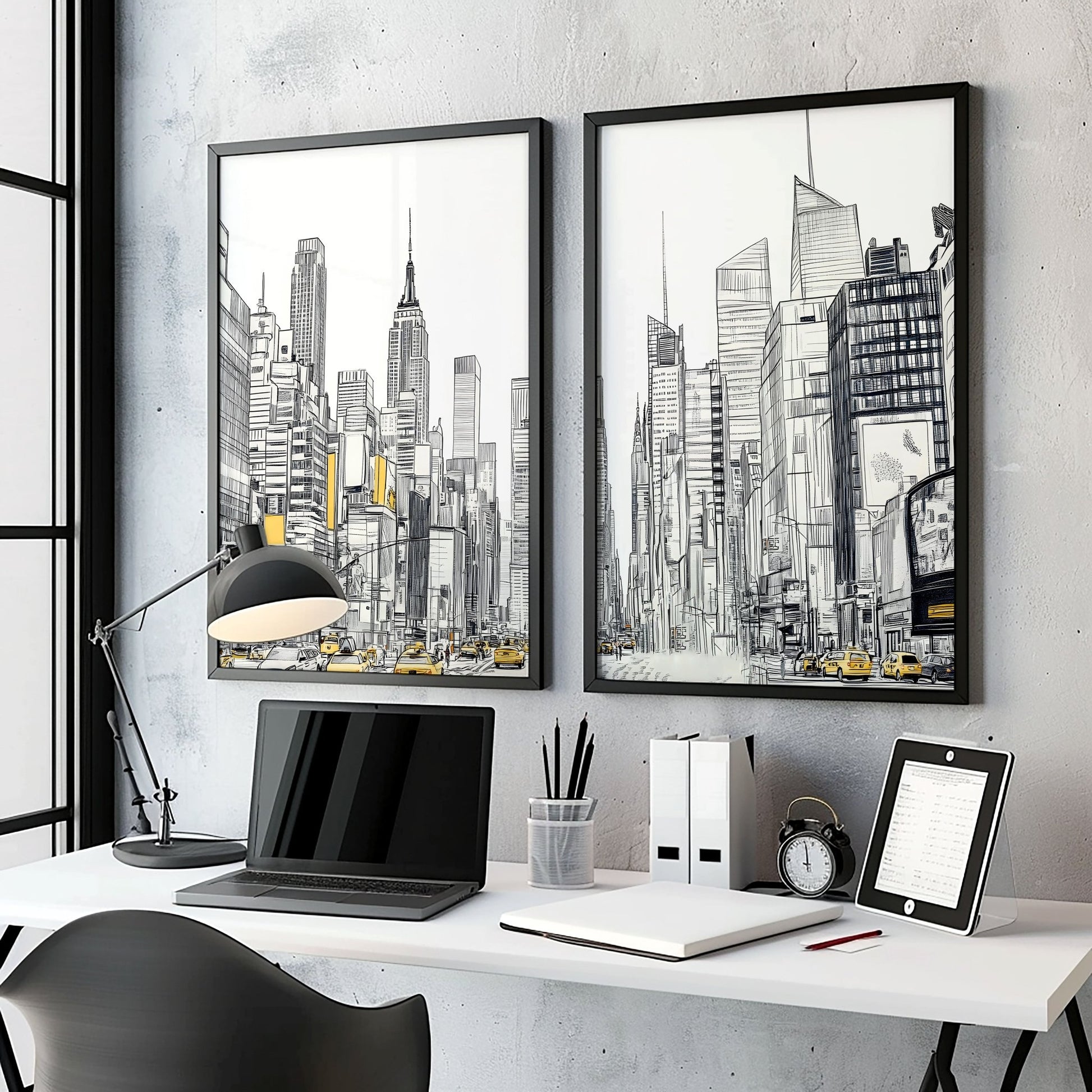Extra Large Posters For Walls | Set of 2 Urban Skyscrapers Wall art Prints