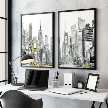 Extra Large Posters For Walls | Set of 2 Urban Skyscrapers Wall art Prints