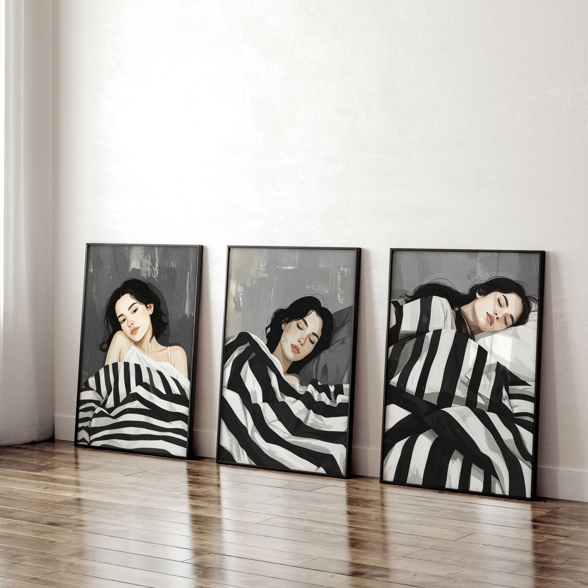 Extra Large Wall Art For Living Room | Set of 3 Boho Women Wall art Prints