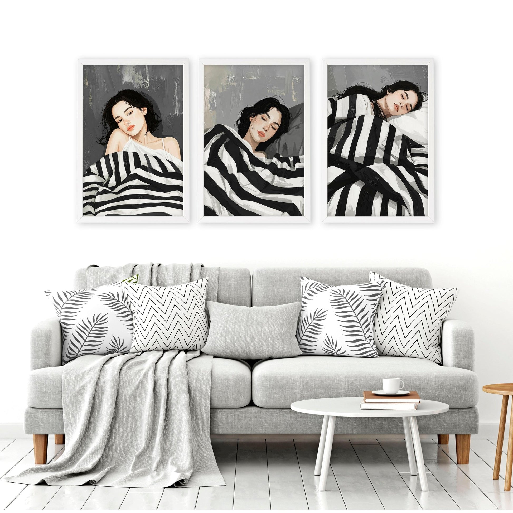 Extra Large Wall Art For Living Room | Set of 3 Boho Women Wall art Prints