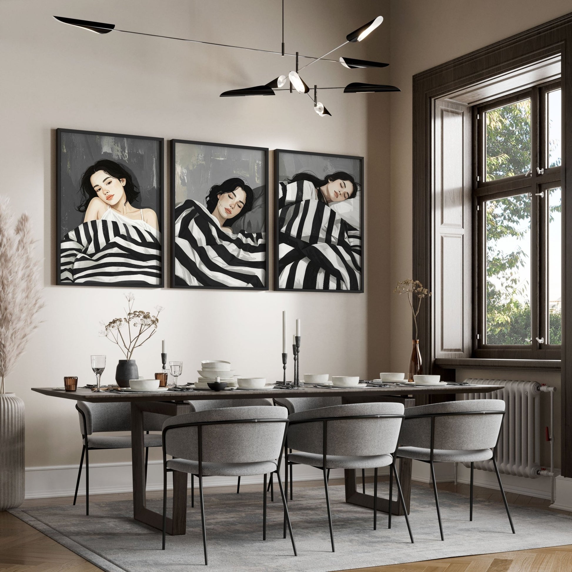 Extra Large Wall Art For Living Room | Set of 3 Boho Women Wall art Prints