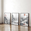 Extra Large Wall Art Framed | Set of 3 Asian Inspired Wall art Prints
