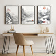 Extra Large Wall Art Framed | Set of 3 Asian Inspired Wall art Prints