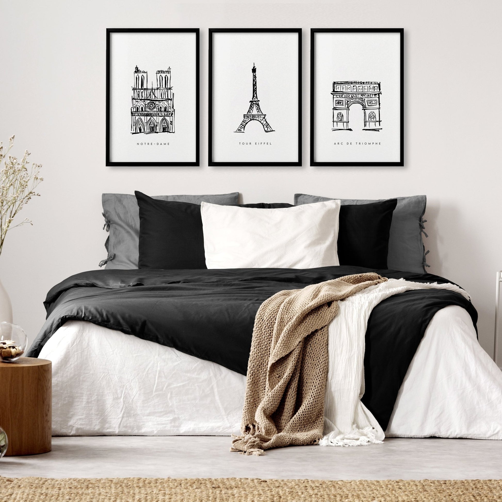 Extra Large Wall Arts | Set of 3 Paris Landmarks Wall art Prints