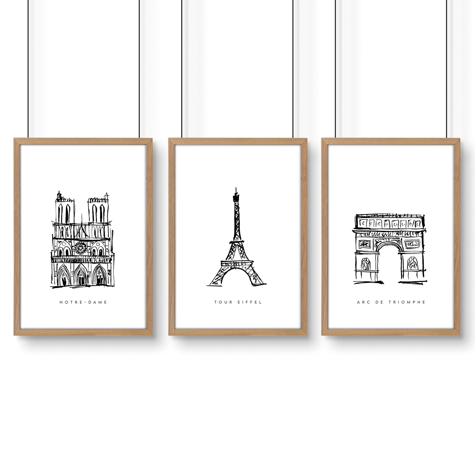 Extra Large Wall Arts | Set of 3 Paris Landmarks Wall art Prints