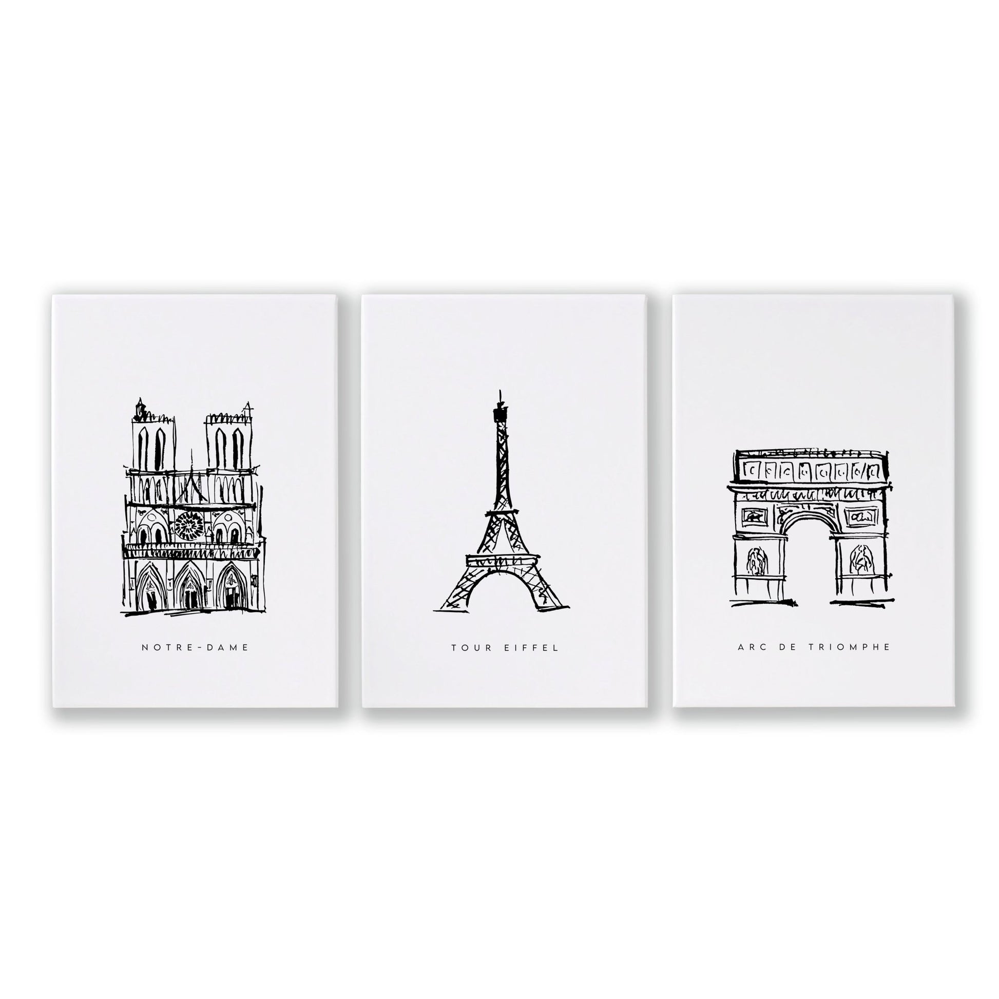 Extra Large Wall Arts | Set of 3 Paris Landmarks Wall art Prints