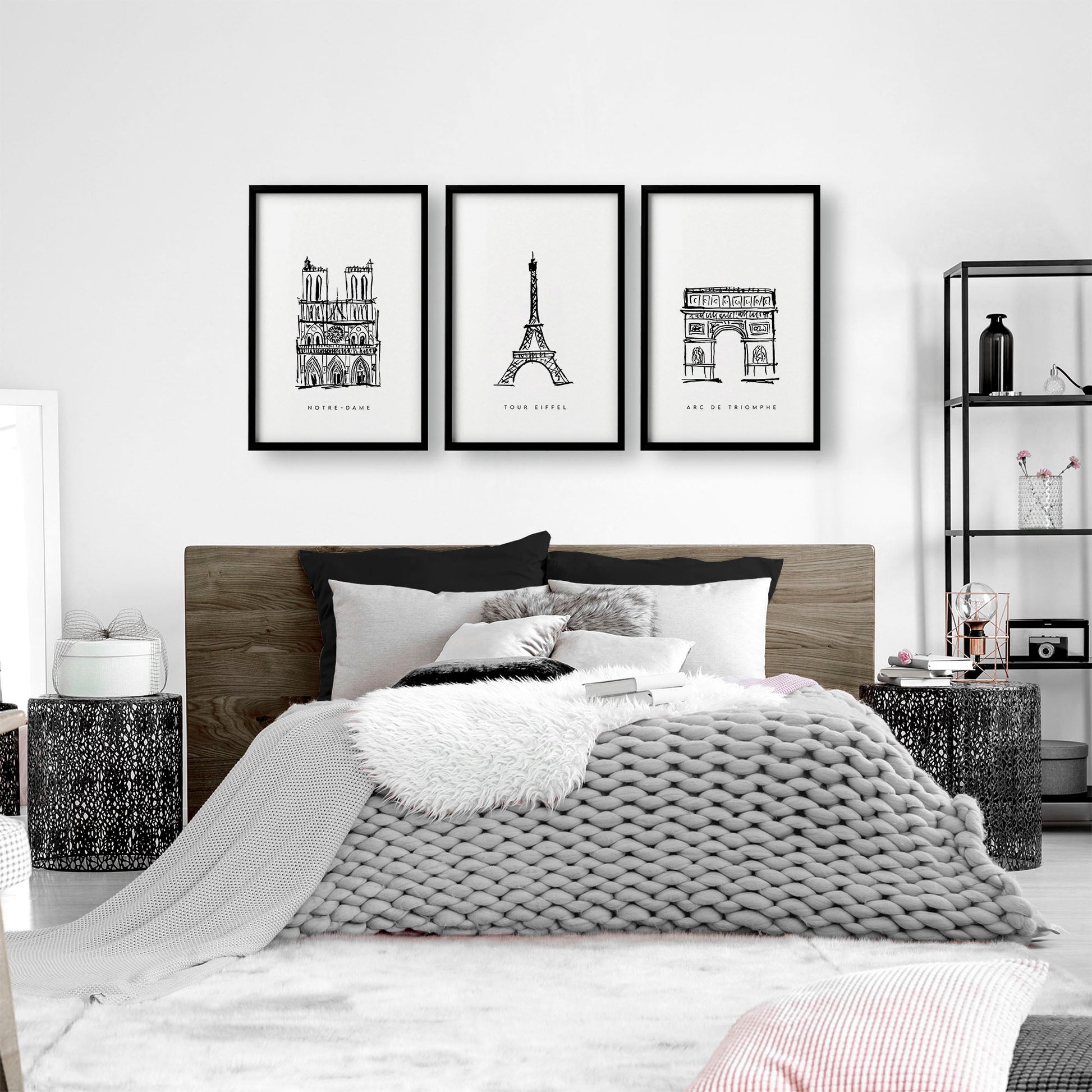 Extra Large Wall Arts | Set of 3 Paris Landmarks Wall art Prints