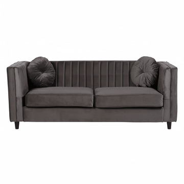 Farah Three Seat Grey Velvet Sofa