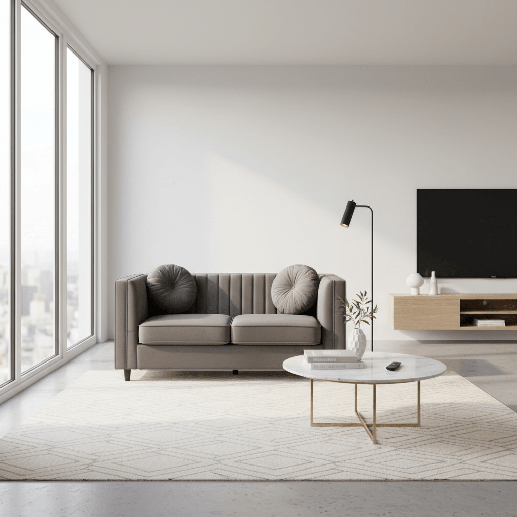 Farah Two Seat Grey Velvet Sofa