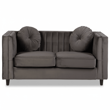 Farah Two Seat Grey Velvet Sofa