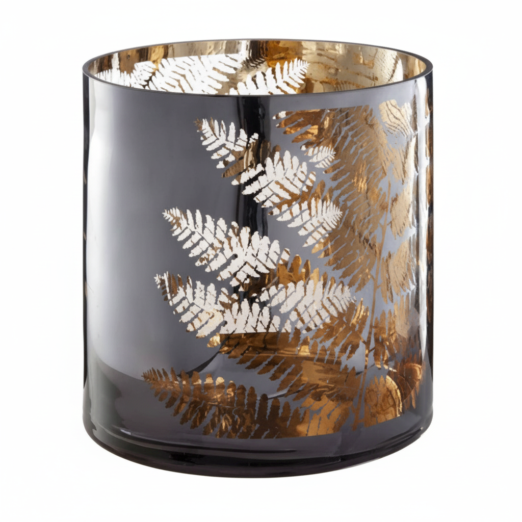 Fern Large Glass Hurricane Candle Holder