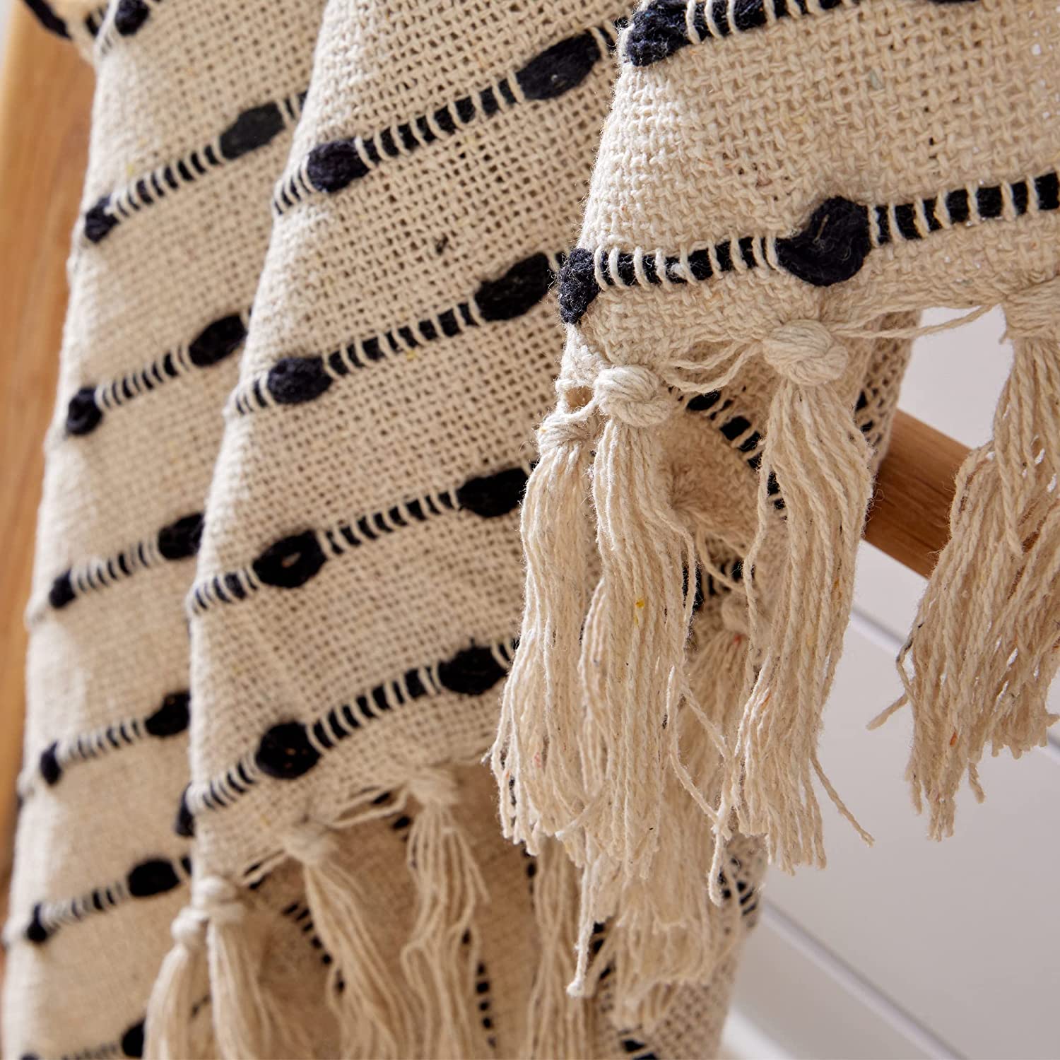 Fes Super Soft Eco - Friendly Recycled Cotton Throw Blanket Lightweight Sofa Bed Chair Decor in Calming Colours