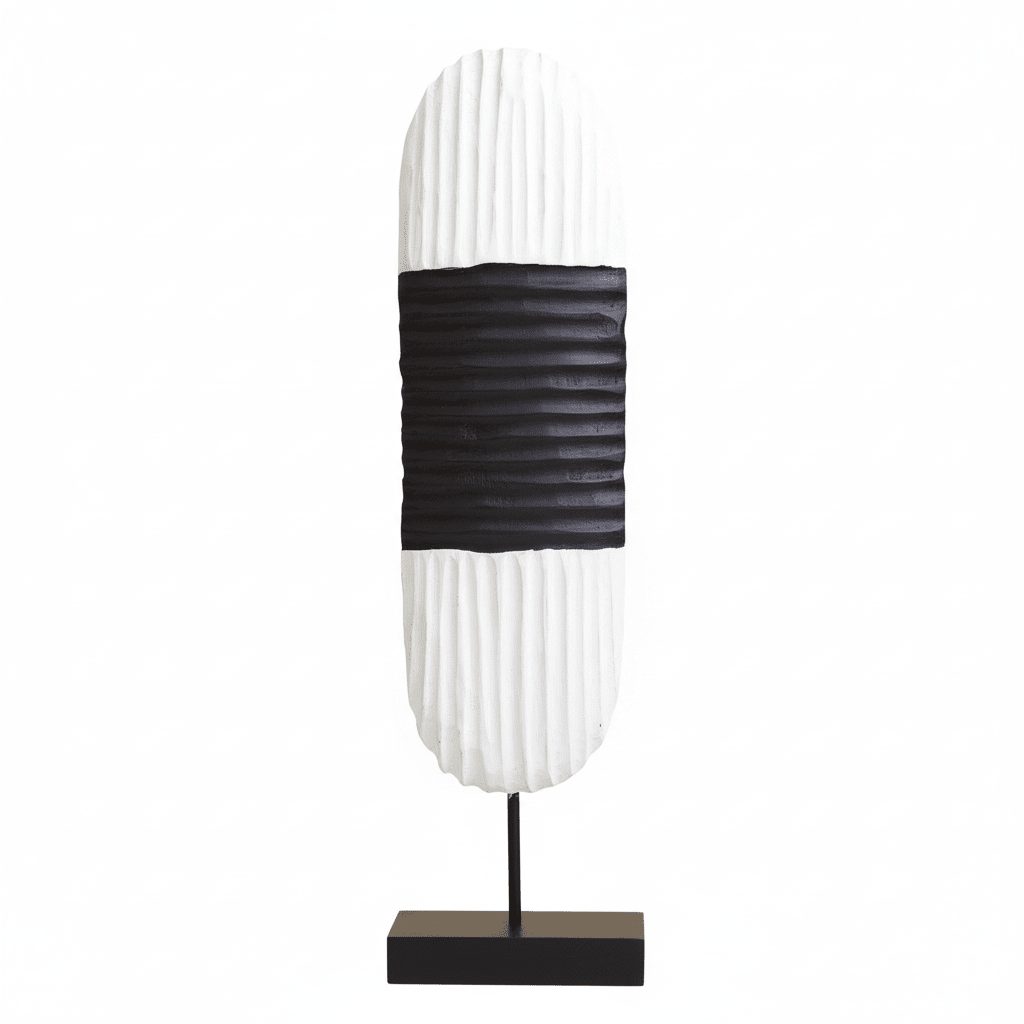 Fidel Black and White Mango Wood Oblong Sculpture