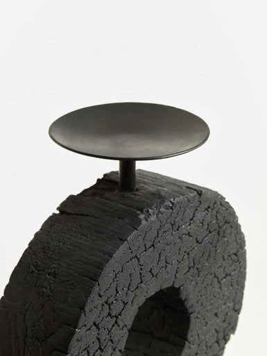 Fidel Large Charred Black Mango Wood Log Candle Holder