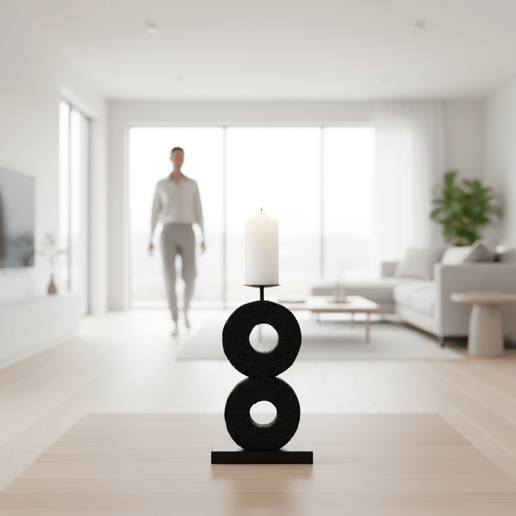 Fidel Large Charred Black Mango Wood Log Candle Holder