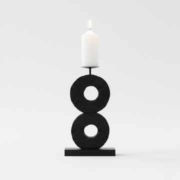 Fidel Large Charred Black Mango Wood Log Candle Holder
