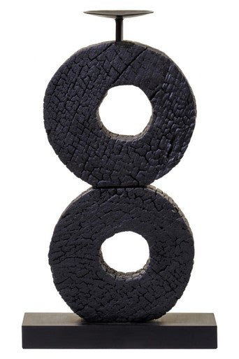 Fidel Large Charred Black Mango Wood Log Candle Holder