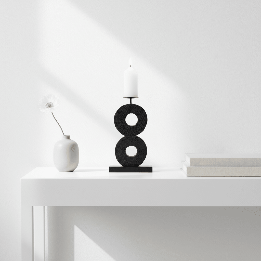 Fidel Large Charred Black Mango Wood Log Candle Holder