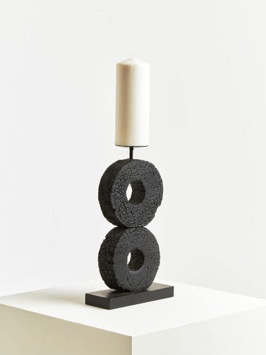 Fidel Large Charred Black Mango Wood Log Candle Holder