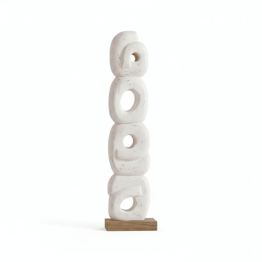 Fidel Rustic White Mango Wood Ring Sculpture