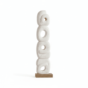 Fidel Rustic White Mango Wood Ring Sculpture
