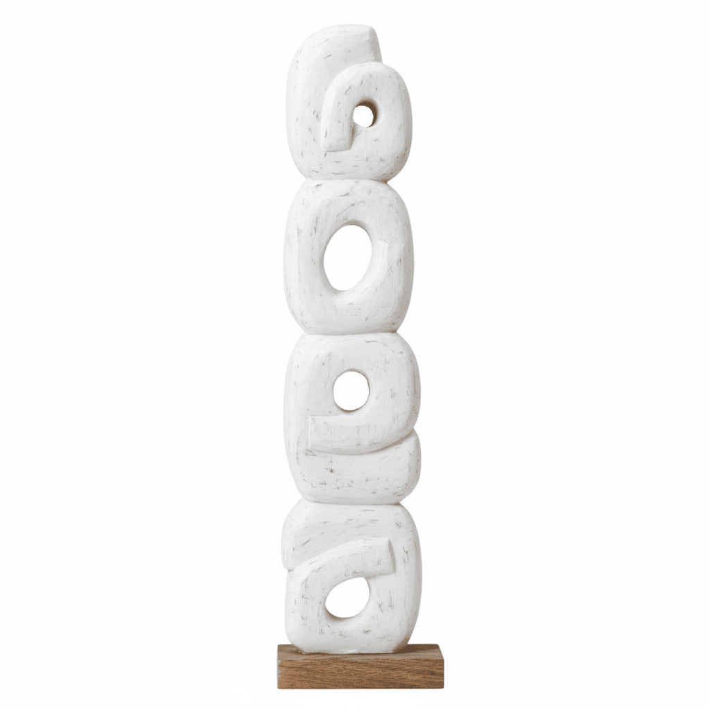 Fidel Rustic White Mango Wood Ring Sculpture