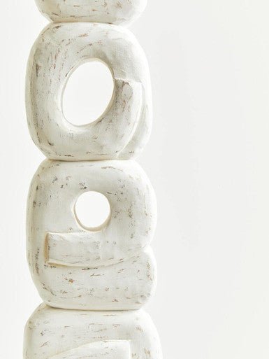 Fidel Rustic White Mango Wood Ring Sculpture