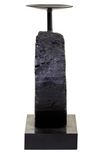 Fidel Small Charred Black Mango Wood Log Candle Holder
