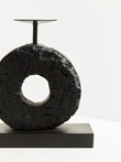 Fidel Small Charred Black Mango Wood Log Candle Holder