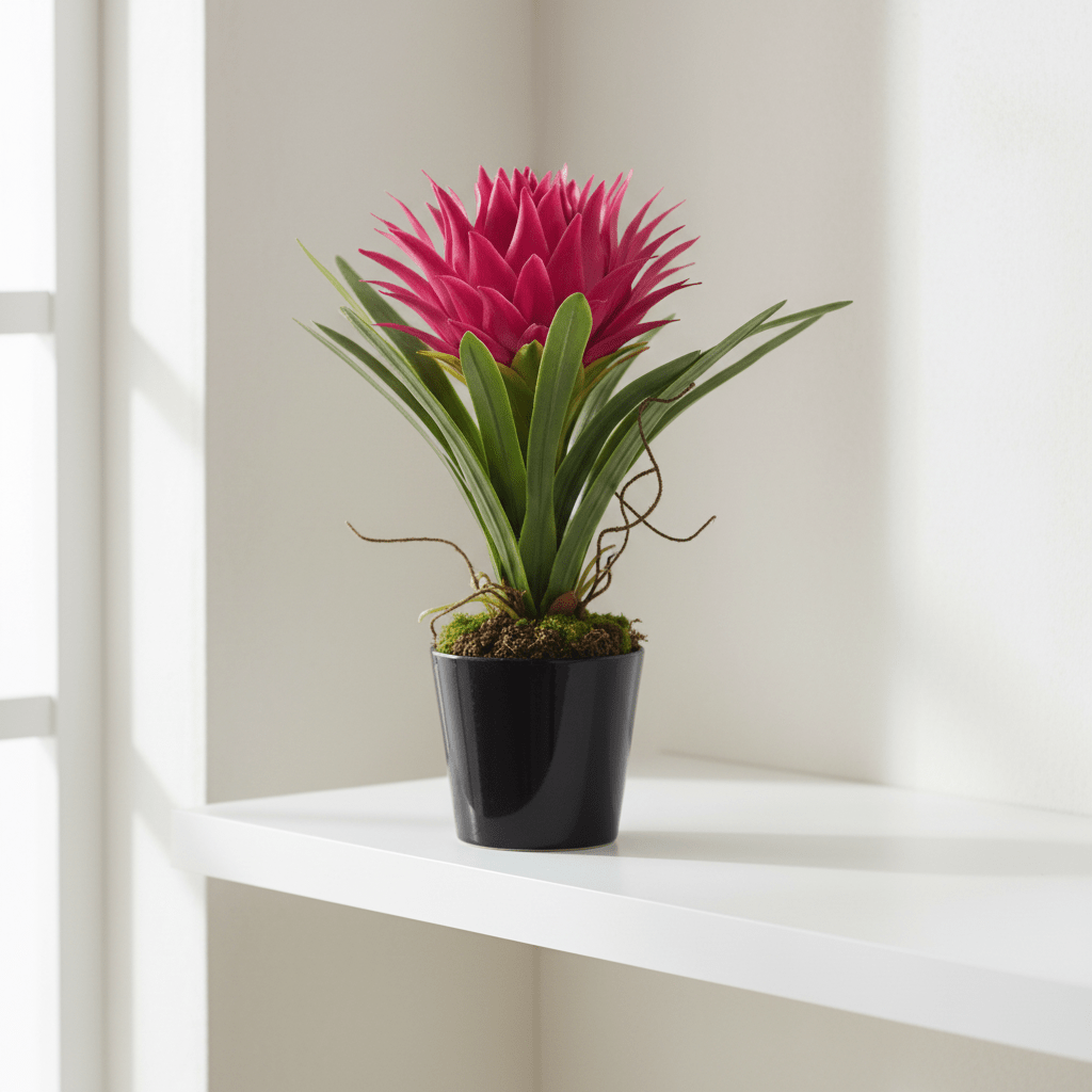 Fiori Pink Tropical Plant with Black Ceramic Pot