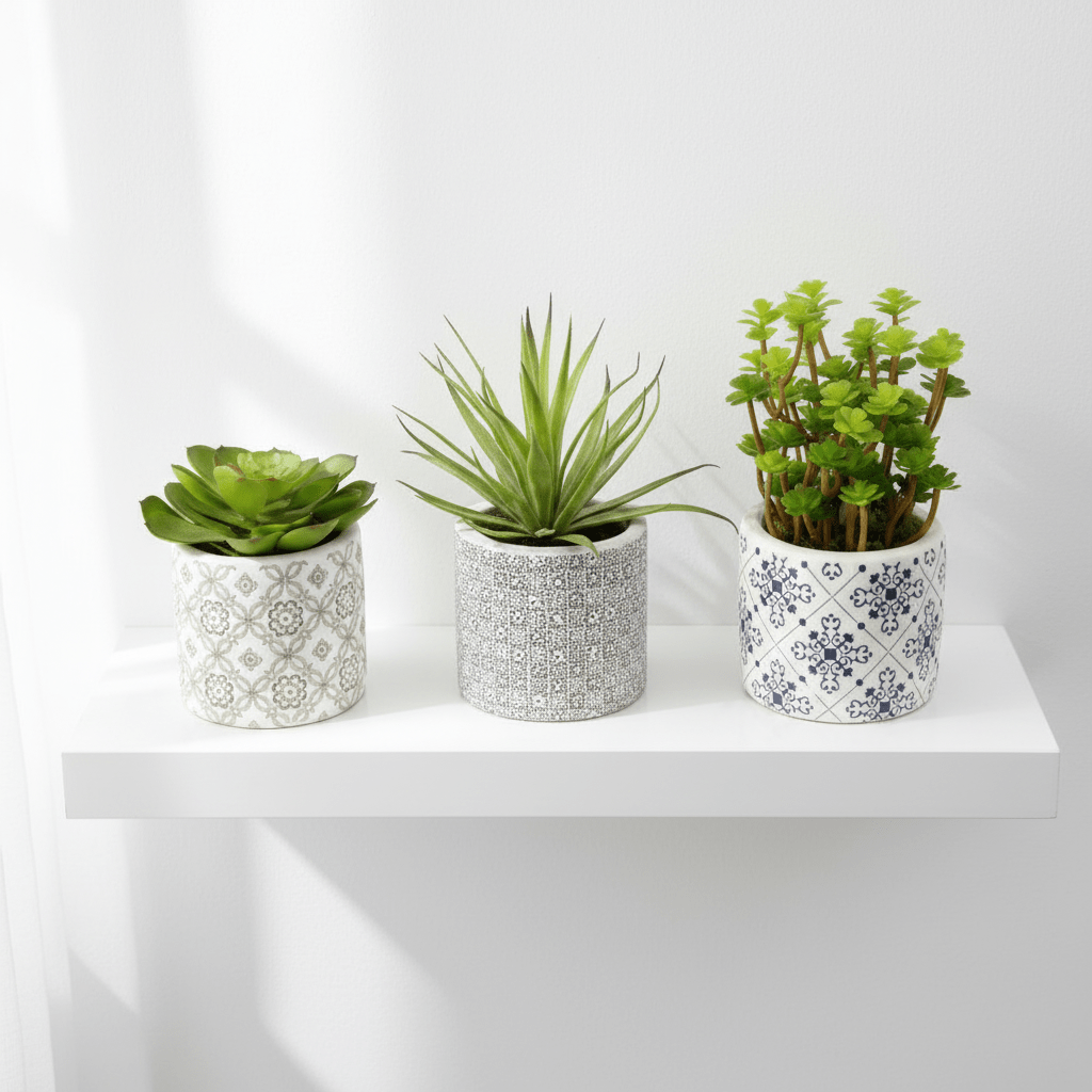 Fiori Set of 3 Succulents in Henna Ceramic Pots