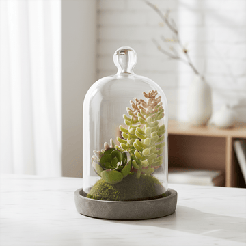Fiori Small Succulent Dome With Cement Base