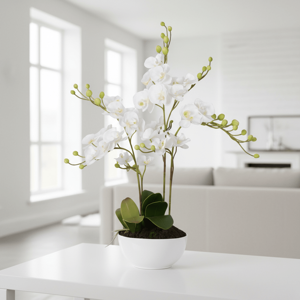 Fiori White Orchid Plant With White Pot