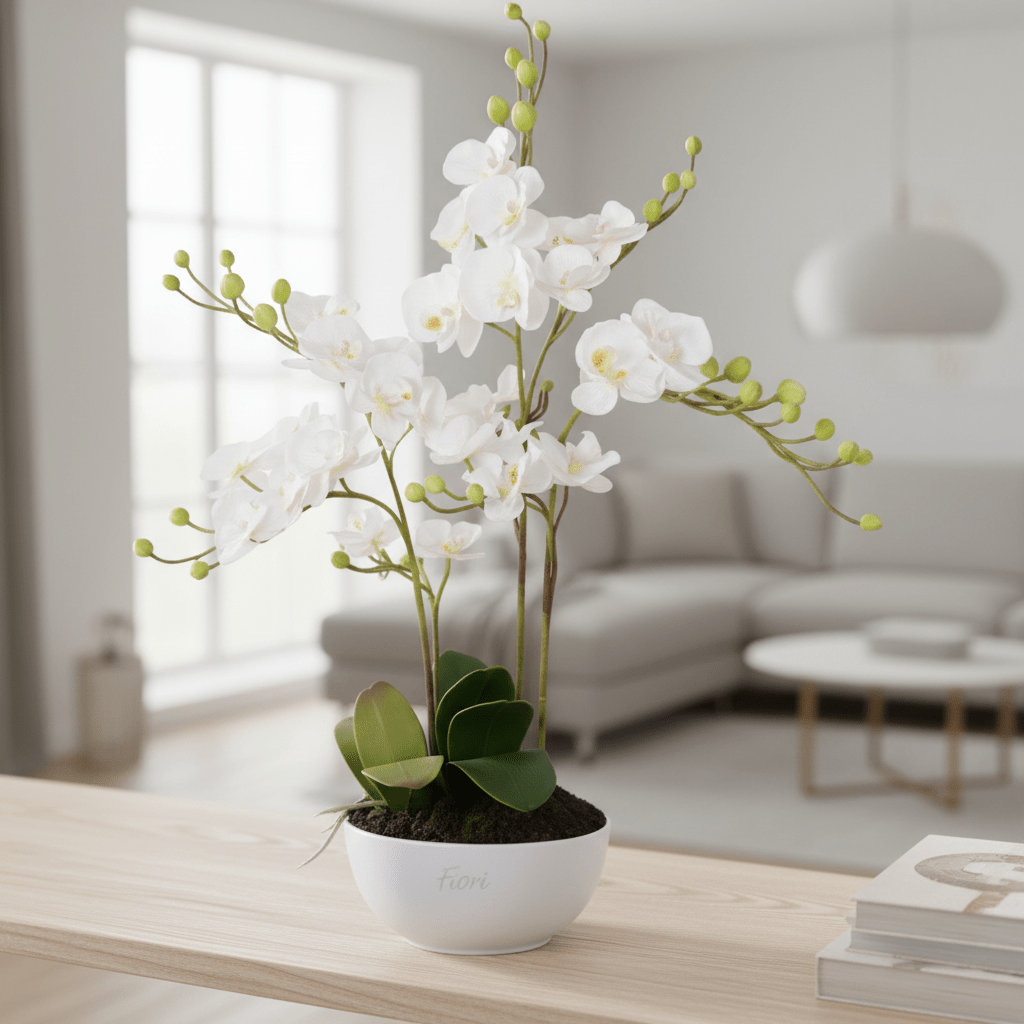 Fiori White Orchid Plant With White Pot