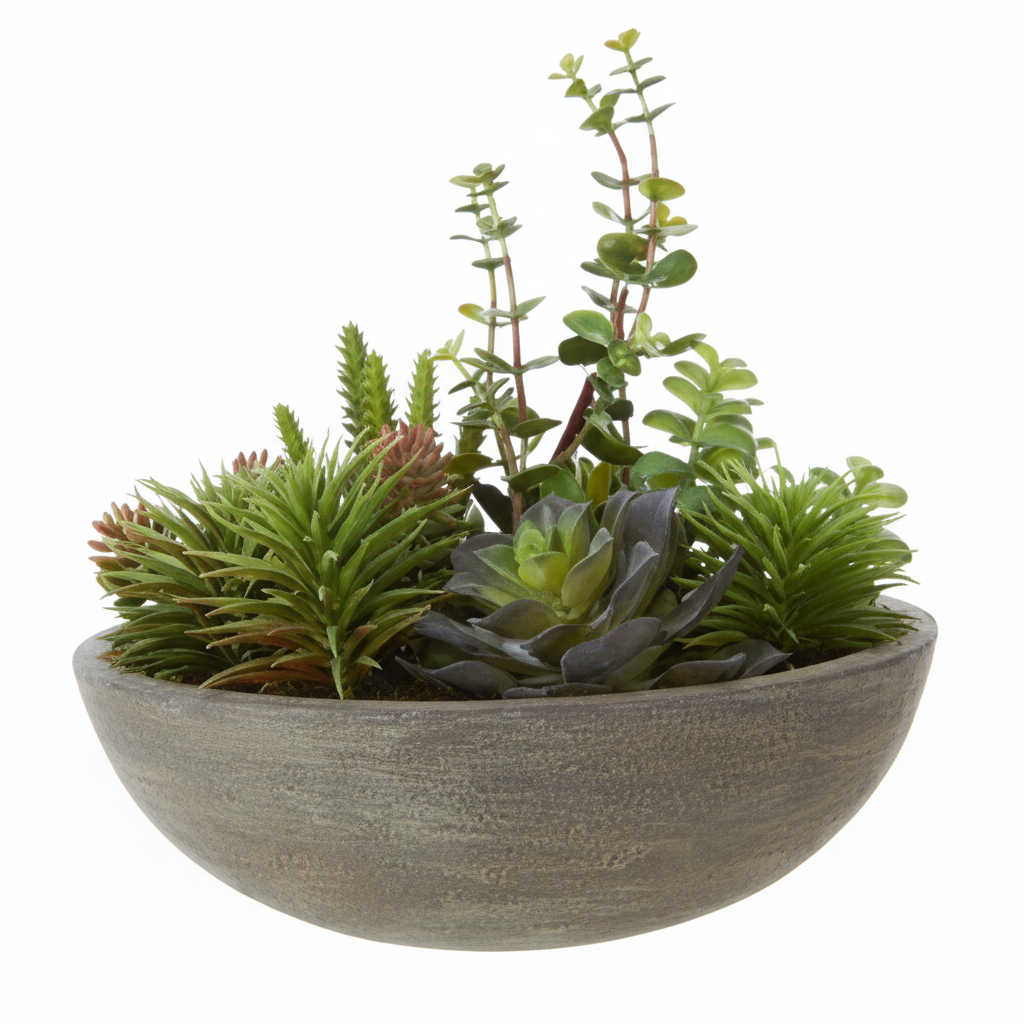 Fiori Mixed Succulent With Stone Effect Pot