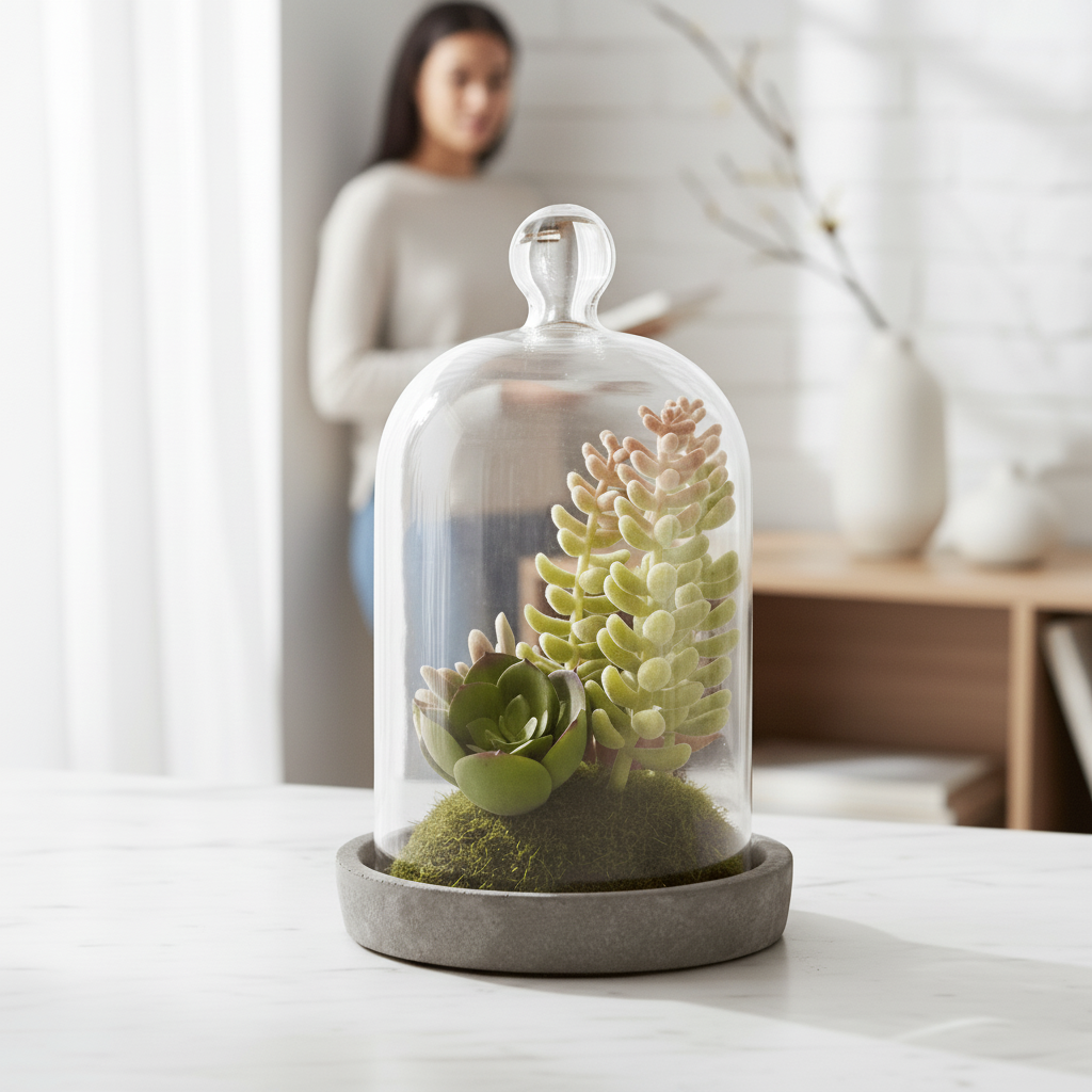 Fiori Small Succulent Dome With Cement Base