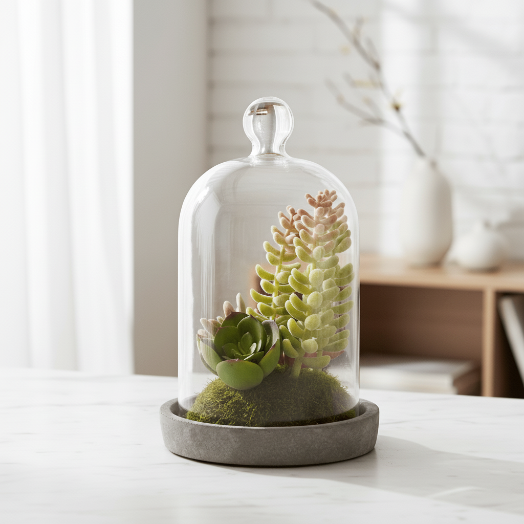 Fiori Small Succulent Dome With Cement Base