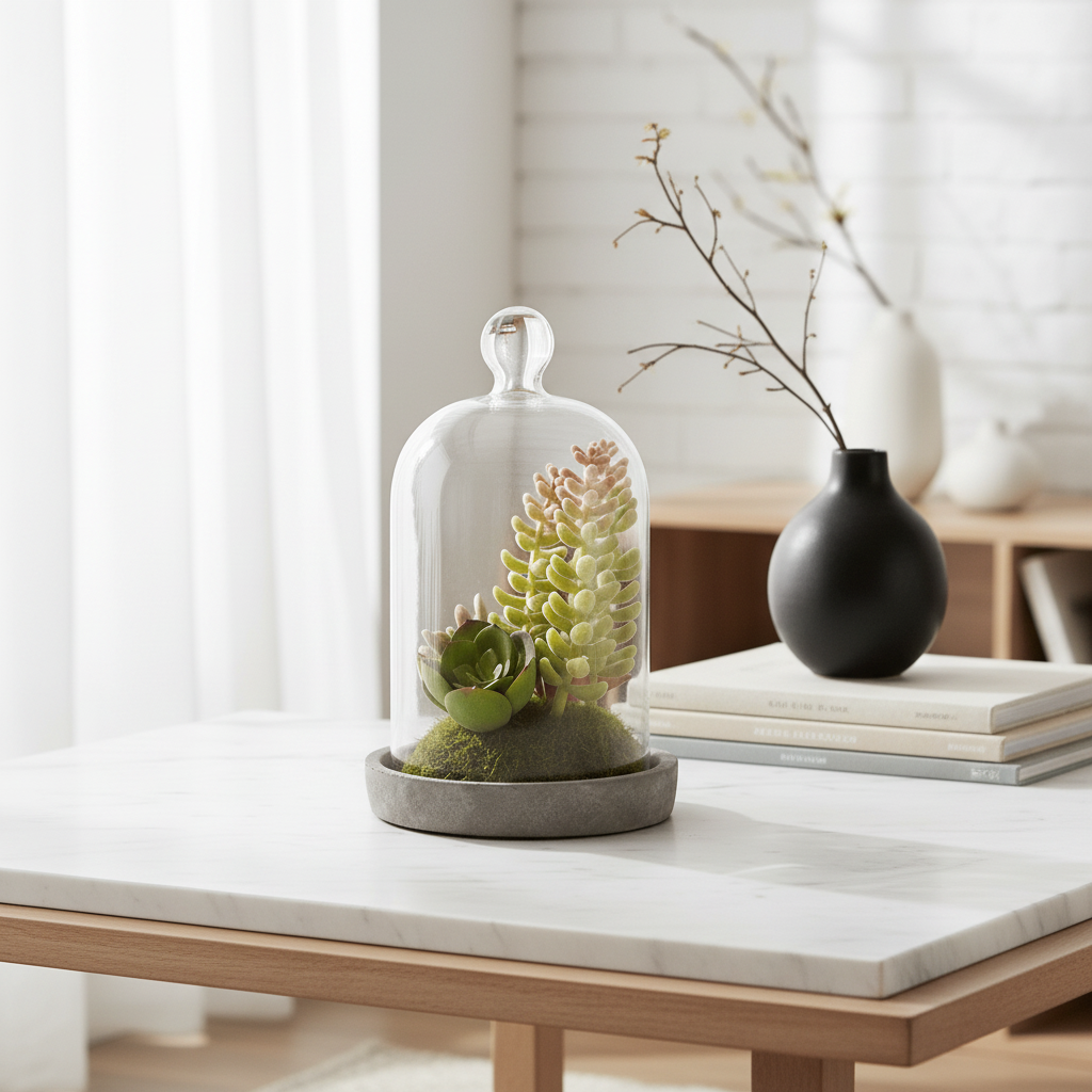 Fiori Small Succulent Dome With Cement Base