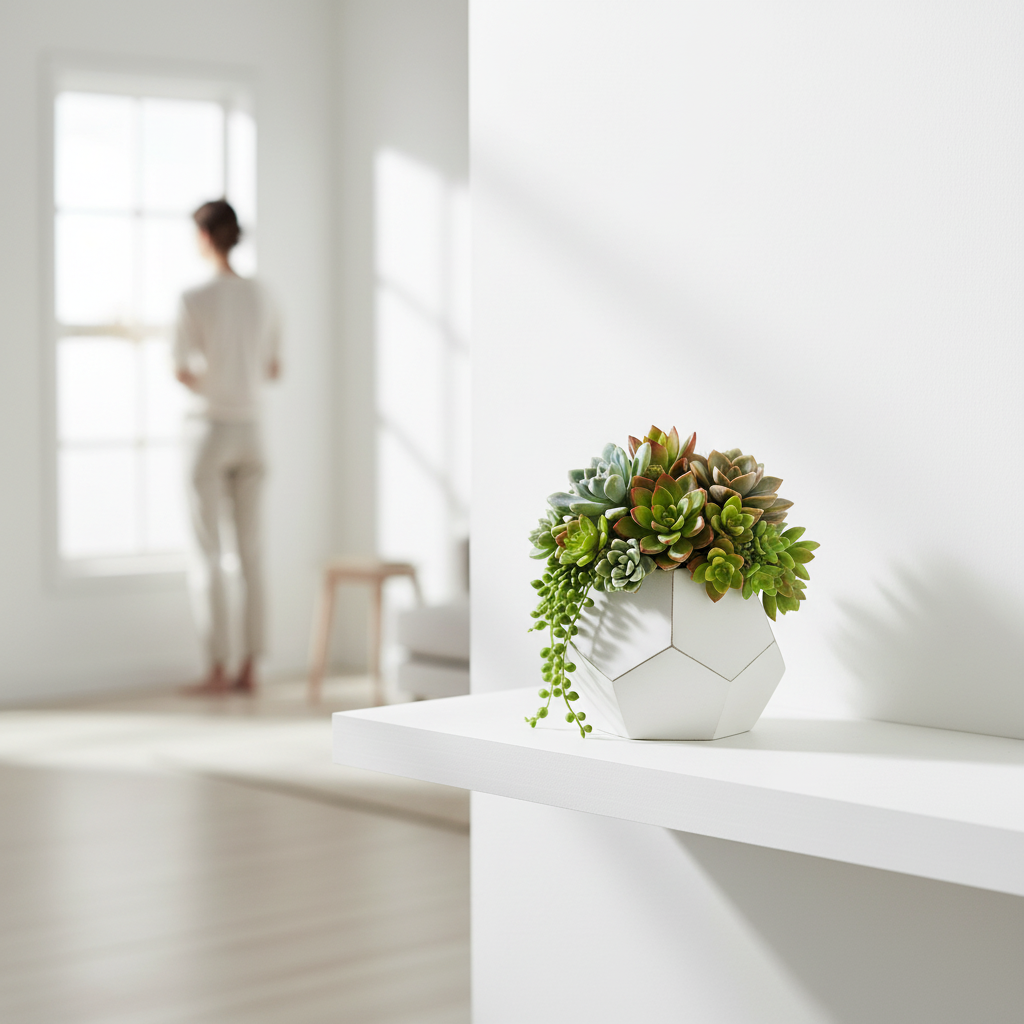 Fiori White Cement Pot Succulent