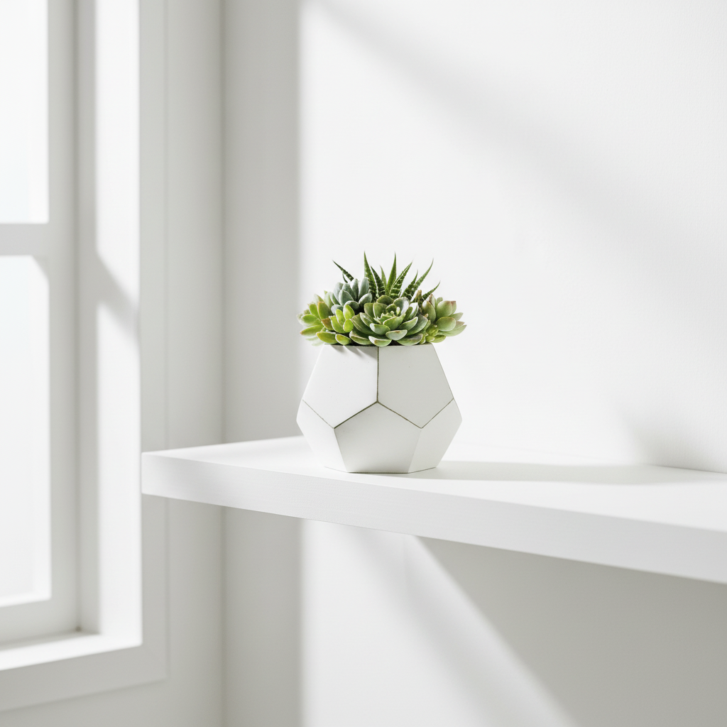 Fiori White Cement Pot Succulent