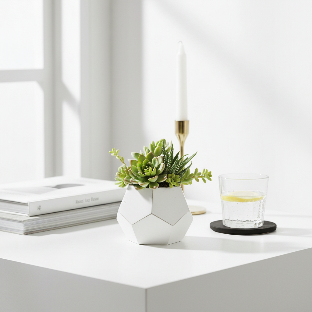 Fiori White Cement Pot Succulent